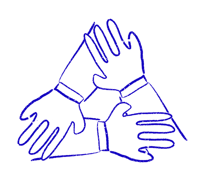 Doodle of hands together